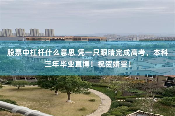 股票中杠杆什么意思 凭一只眼睛完成高考，本科三年毕业直博！祝贺婧雯！