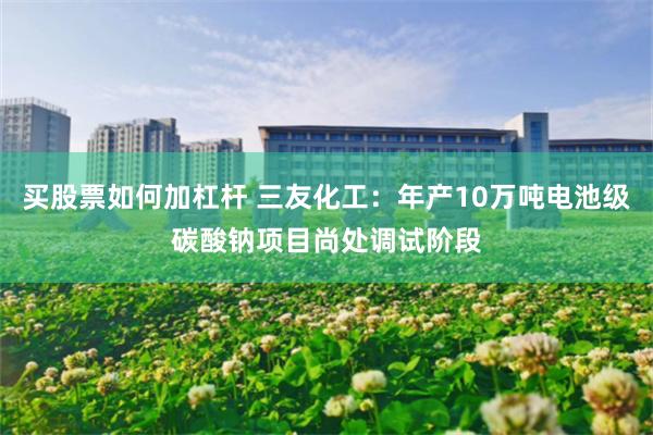 买股票如何加杠杆 三友化工：年产10万吨电池级碳酸钠项目尚处调试阶段