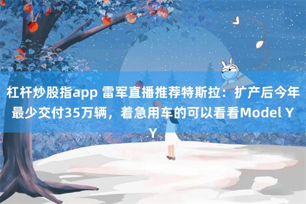 杠杆炒股指app 雷军直播推荐特斯拉：扩产后今年最少交付35万辆，着急用车的可以看看Model Y