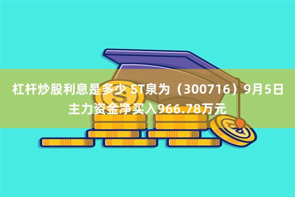 杠杆炒股利息是多少 ST泉为（300716）9月5日主力资金净买入966.78万元