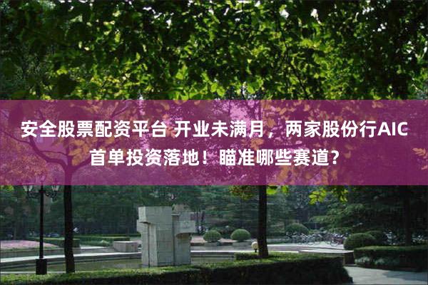 安全股票配资平台 开业未满月，两家股份行AIC首单投资落地！瞄准哪些赛道？