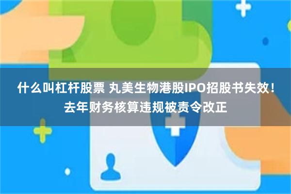 什么叫杠杆股票 丸美生物港股IPO招股书失效！去年财务核算违规被责令改正