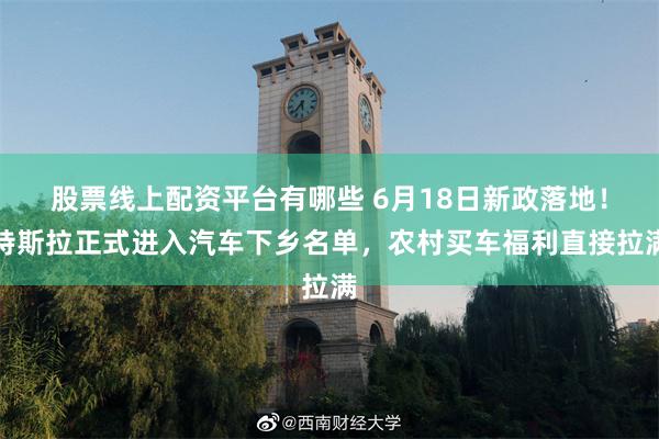 股票线上配资平台有哪些 6月18日新政落地！特斯拉正式进入汽车下乡名单，农村买车福利直接拉满