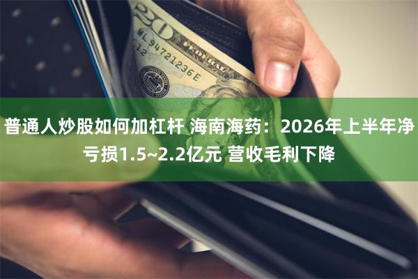普通人炒股如何加杠杆 海南海药：2026年上半年净亏损1.5~2.2亿元 营收毛利下降