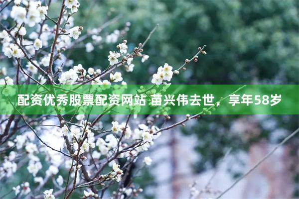 配资优秀股票配资网站 苗兴伟去世，享年58岁