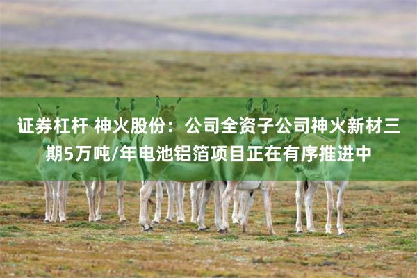 证券杠杆 神火股份：公司全资子公司神火新材三期5万吨/年电池铝箔项目正在有序推进中