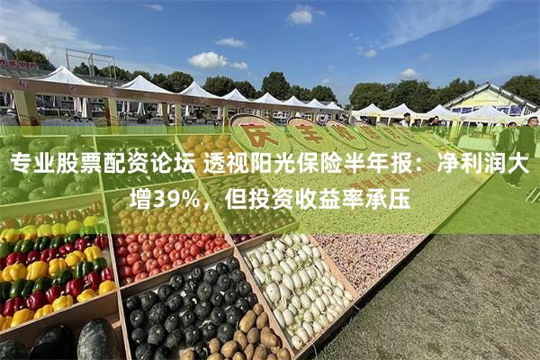 专业股票配资论坛 透视阳光保险半年报：净利润大增39%，但投资收益率承压