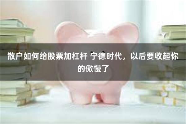 散户如何给股票加杠杆 宁德时代，以后要收起你的傲慢了