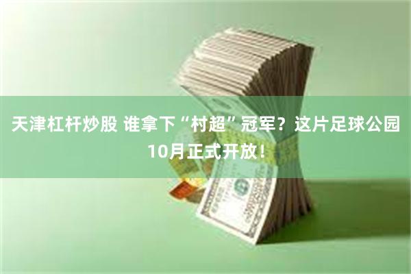 天津杠杆炒股 谁拿下“村超”冠军？这片足球公园10月正式开放！