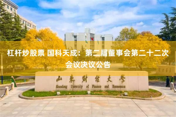 杠杆炒股票 国科天成：第二届董事会第二十二次会议决议公告
