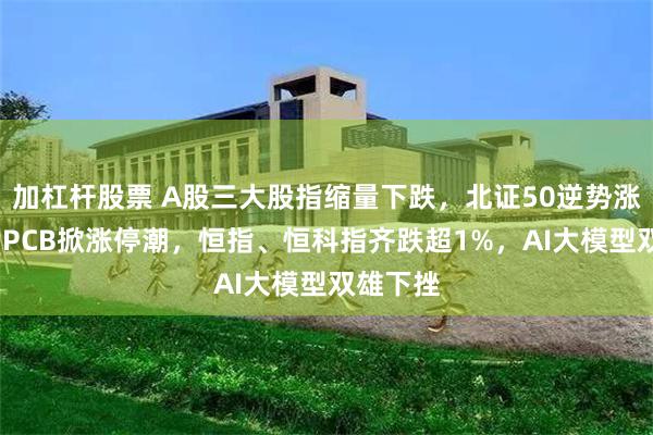 加杠杆股票 A股三大股指缩量下跌,北证50逆势涨逾2%,PCB掀涨停潮,恒指、恒科指齐跌超1%,AI大模型双雄下挫